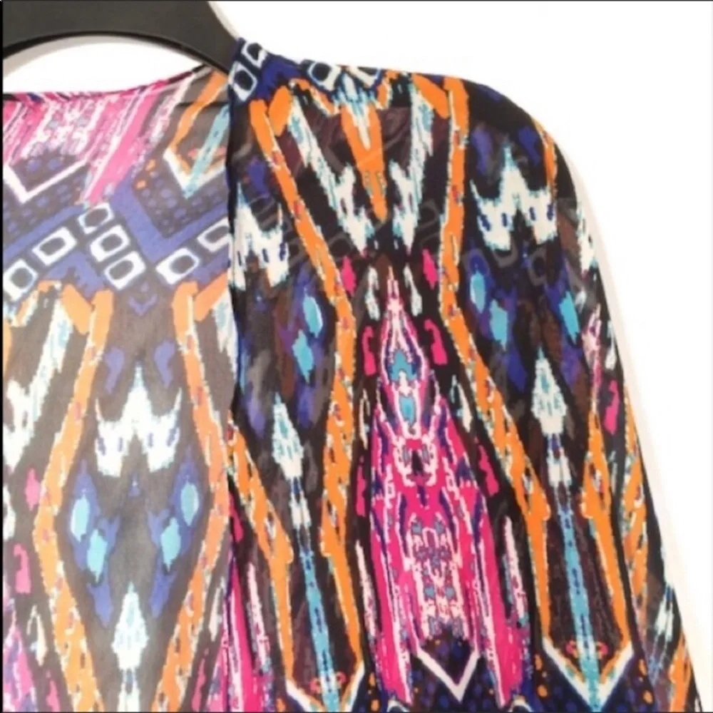 KIMONO 1X OVERSIZED SWIM COVER LIGHTWEIGHT JACKET  PINK TURQ FIT S~1X  HOST PICK - Picture 7 of 7
